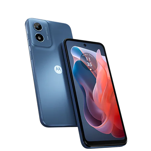 Moto G Play 2024-Sapphire Blue Front and Back View